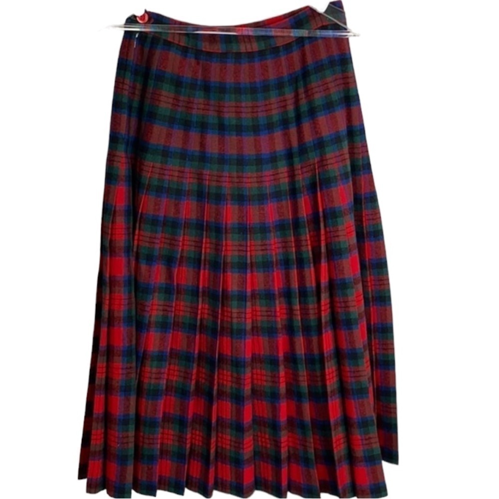 Vintage Wool Pleated Plaid Academia Twee Preppy Skirt